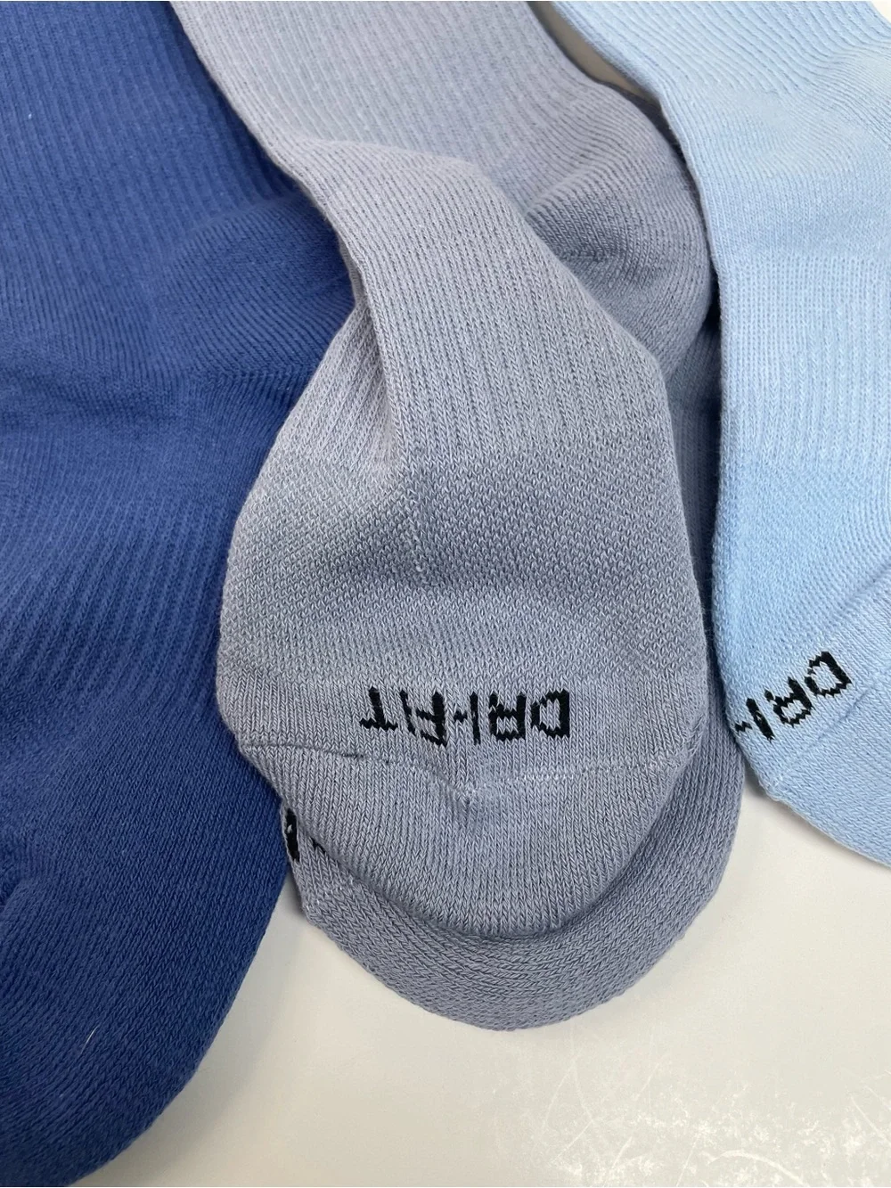Nike Unisex Crew Socks Trio - Dark Blue, Slate, Light Blue NWOT